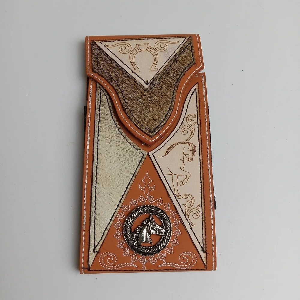 WESTERN LEATHER CELL PHONE CASE, FUNDA VAQUERA DE CUERO‎ COWBOY RODEO PHONE CASE